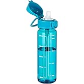GOPPUS 17oz Kids Water Bottle for School -Straw, Leak-Proof Tritan Sports Bottle Time Marker Reusable for Girls Boys