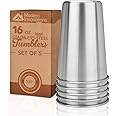 16 Ounce Stainless Steel Pint Cups - Stackable Pint Cup Tumblers For Travel – Metal Cups For Drinking Outdoors - 16 Oz Reusable Steel Cups - 5 Pack