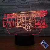 YTDZLTD Creative 3D Fire Truck Night Light 16 Colors Changing USB Power Remote Control Touch Switch Decor Lamp Optical Illusion Lamp LED Table Desk Lamps