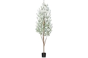 PISKOAN Artificial Eucalyptus Tree Fake Tall Silk Plant Faux Large Floor Potted Tree for Home Office Living Room Indoor Outdoor Modern Decor (6FT)