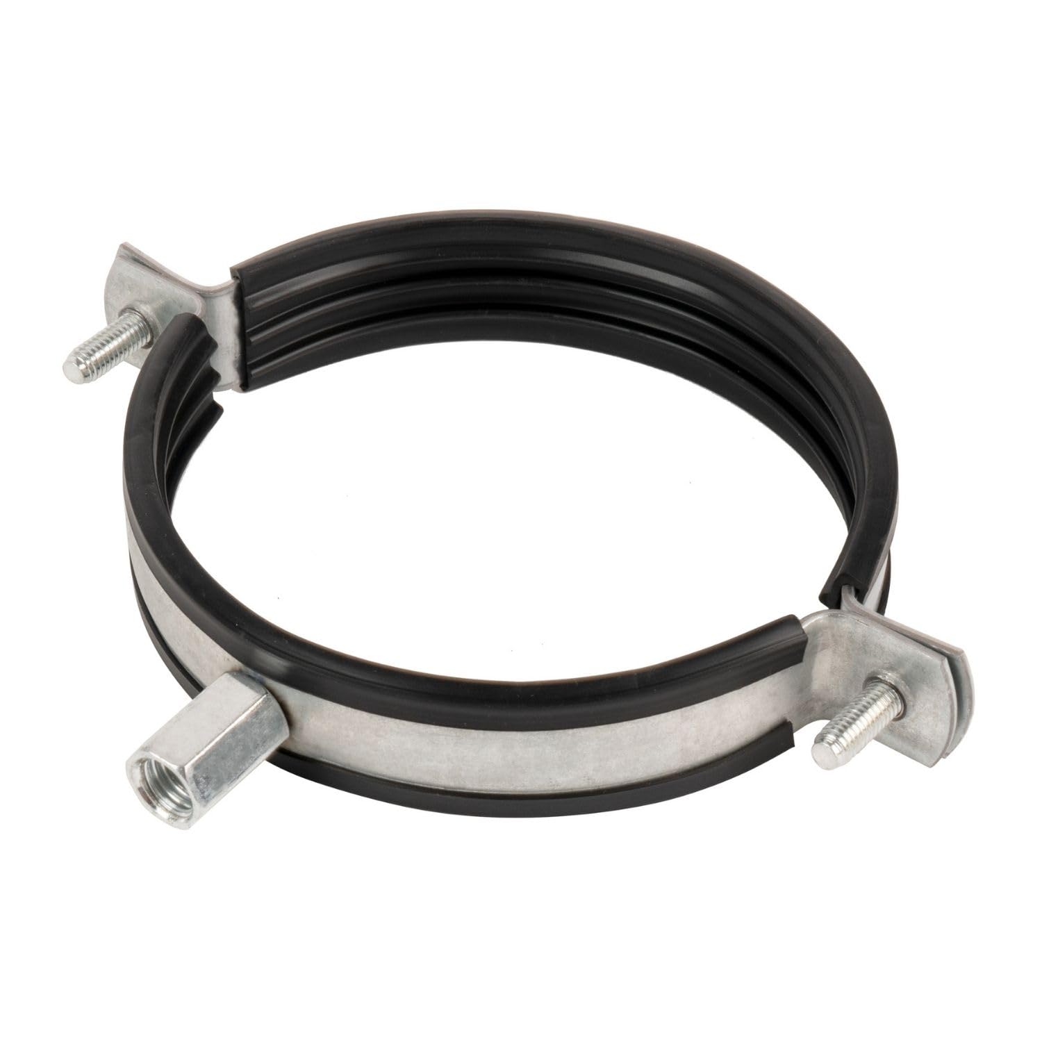 1pcs, Duct Clamp 100mm / 4 inch Bracket with Rubber Gasket, M8/M10 Thread, Steel Pipe Hanger 3 inch for Spiral Duct, Ventilation Pipe, Downpipe, Pipe Holder Wall or Ceiling Mount, by Steinberg14