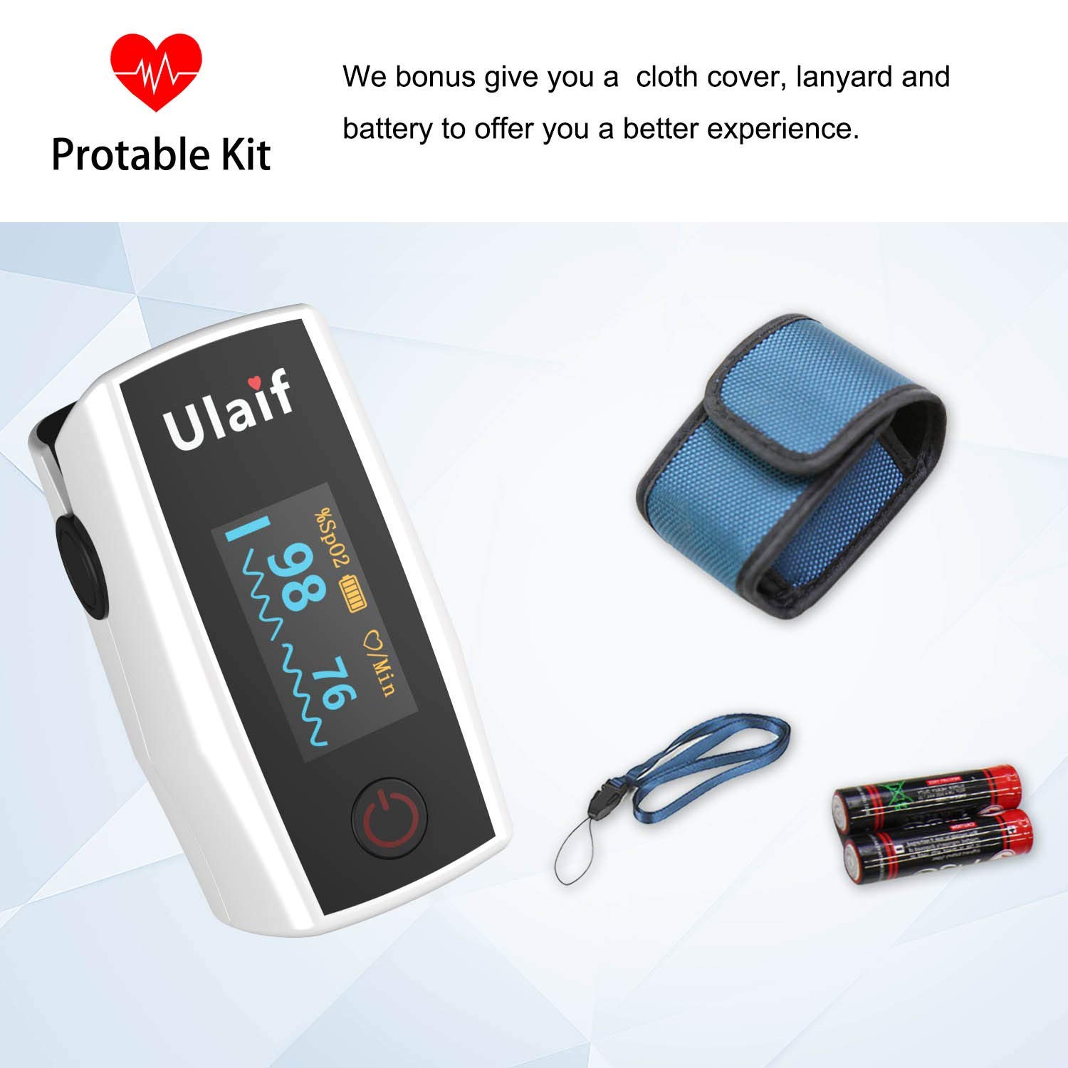 ULAIF Fingertip Pulse Oximeter With OLED Display Portable Oximetry