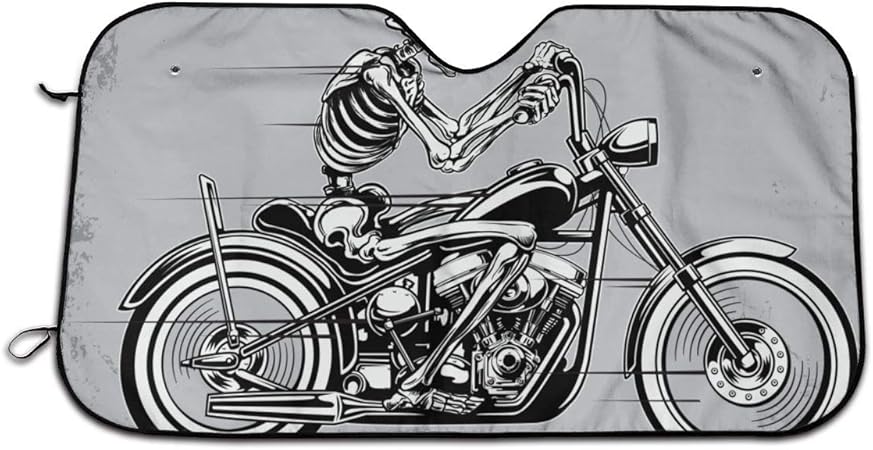 Amazon Co Jp 面白い スケルトン イラスト 車 フロントガラス サンシェード バイザー 強力なuv保護 51 2インチ X 27 5インチ スポーツ アウトドア