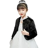 Icegrey Girls Princess Faux Fur Winter Wraps Shawl Kids Bolero Cardigan Dress Coat Wedding Party Dress Up