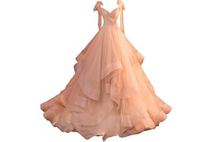 CWOAPO Layered Ruffles Tulle Prom Dresses Spaghetti Strap Ball Gowns Long Elegant V Neck Bow Formal Evening Dresses 2025