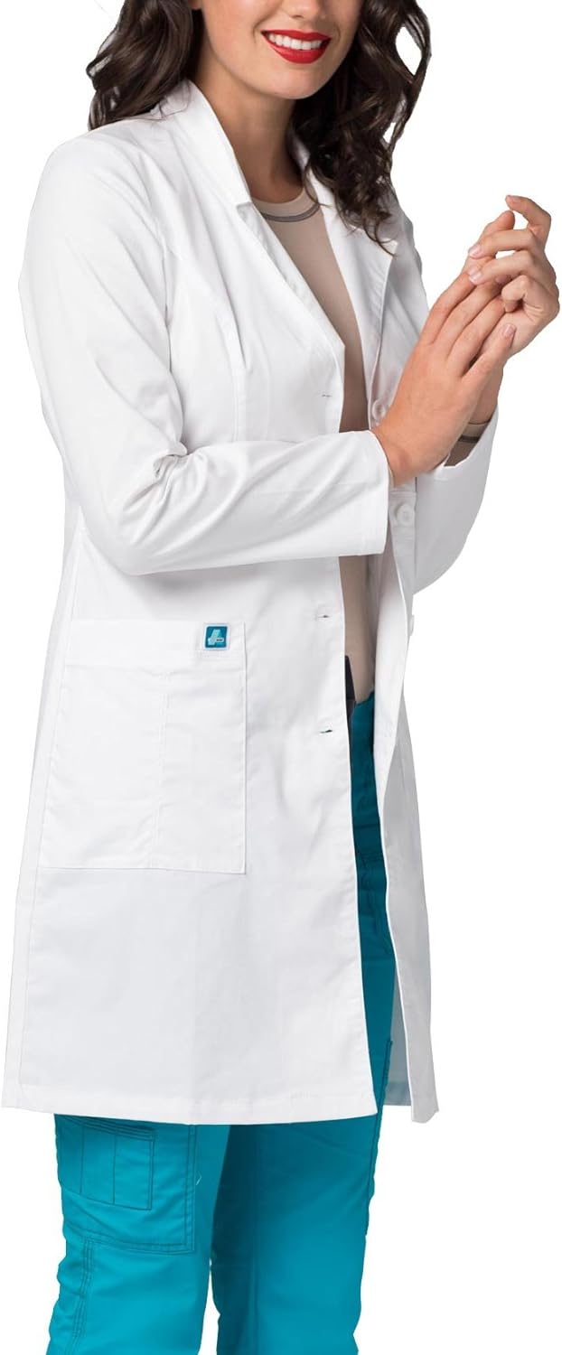 Adar Pop-Stretch Lab Coat for Women - 36" Tab-Waist Lab Coat: Clothing