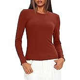 Darong Women Long Sleeve Shirts Slim Fit Tops Basic Tee 2026 Cute Lettuce Trim Undershirt Going Out Layer Clothes