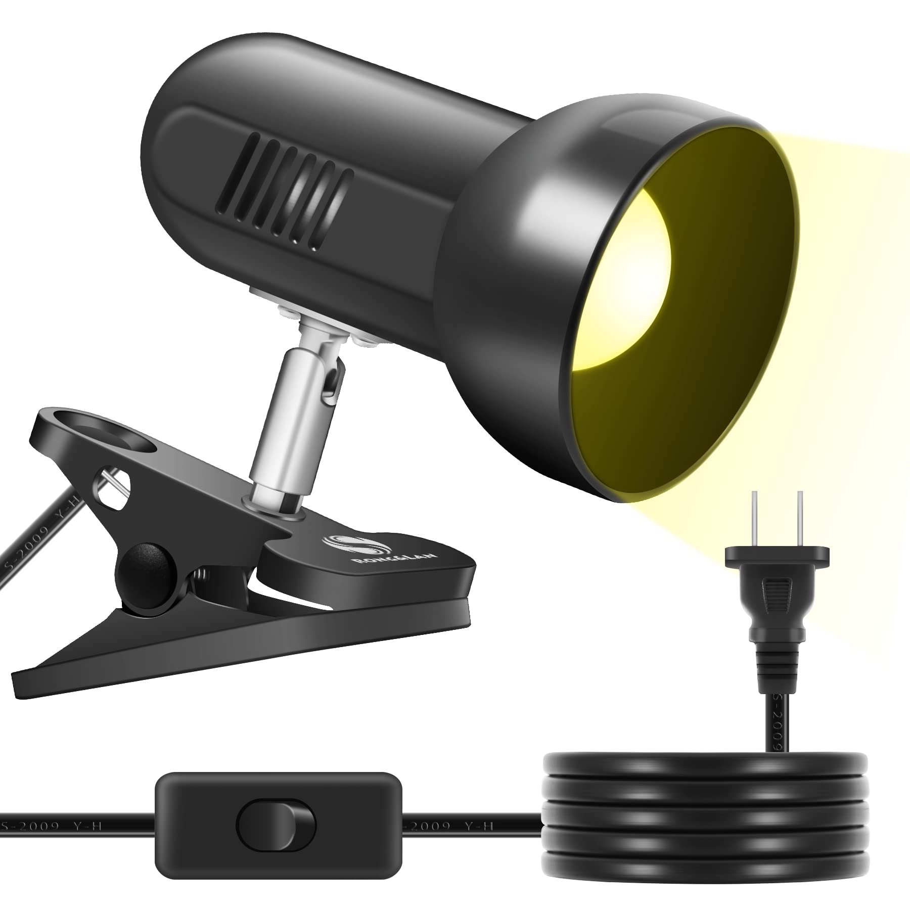 Photo 1 of RONG&LAN LED Metal Clip On Light Clip on Lamp for Desk, 360° Adjustable Clamp Reading Light for Bed, Eye-Friendly Book Night Light for Desk Bed Table Dorm Room Bedroom Office Reading SUN-86 Black