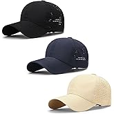 Liarnatio Men Adjustable Quick Dry Baseball Cap 3 PCS Performance Snapback Hats Laser Cut Vented Blank Hats
