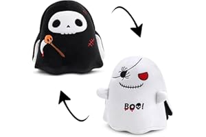 Finebee Halloween Ghost Stuffed Animal, Cute Reversible Grim Reaper + Ghost Plush Halloween Party Decor for Boys Girls