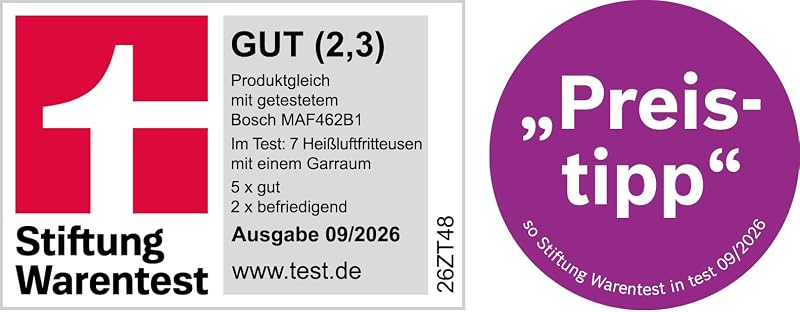 Heißluftfritteuse Serie 4, XL Air Fryer, creme, 6,1 L Fassungsvermögen, 7 Voreinstellungen, Auftau- und Warmhaltefunktion, Touchscreen, bis zu 60% schnelleres Kochen, MAF462C0