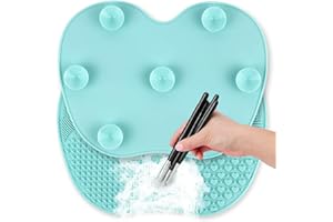 Ranphykx Silicon Makeup Brush Cleaning Mat Makeup Brush Cleaner Pad Cosmetic Brush Cleaning Mat Portable Washing Tool Scrubber with Suction Cup (green)