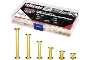 Hilitchi 60-Sets M5 x 5/10 / 15/25 / 35/45 Golden Phillips Chicago Screw Binding Screws Posts Assortment Kit for Scrapbook Photo Albums Binding and Leather Saddles Purses Belt Repair -