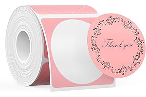 SUPVAN T50M Series Label Maker Tape, Round Size Φ 2'' 140 Labels/Roll Genuine Laminated Thermal Label Tape Refill, Waterproof Oilproof Highly Adhesive Auto Detect Labels, Black on Pink