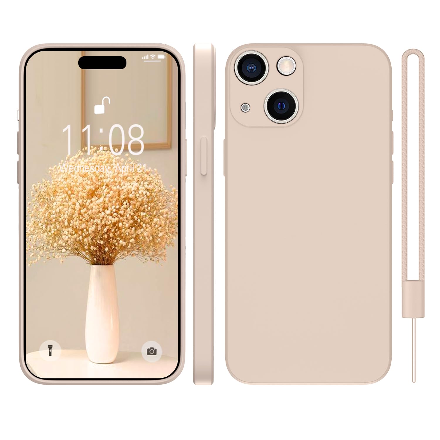 KPPIT Silicone Case for iPhone 15 6.1-Inch,Shockproof Cover with Microfiber Lining,Silky-Soft Touch Full-Body Protective Phone Case (Khaki) — image 1