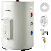 VEVOR Electric Tank Water Heater, 12 Gallon, 1600W Point-of-Use Hot Water Heater with LED Display, Knob Control, Side Outlet, 120V Storage Design with T&amp;P Valve for Small Apartments &amp; Studios, Gray