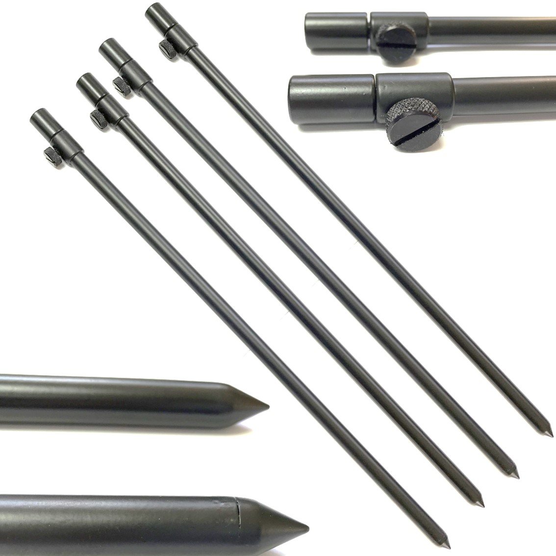 4 x 50-90cm Black Carp Coarse Aluminium BankSticks Bank Sticks Fishing Lidsters