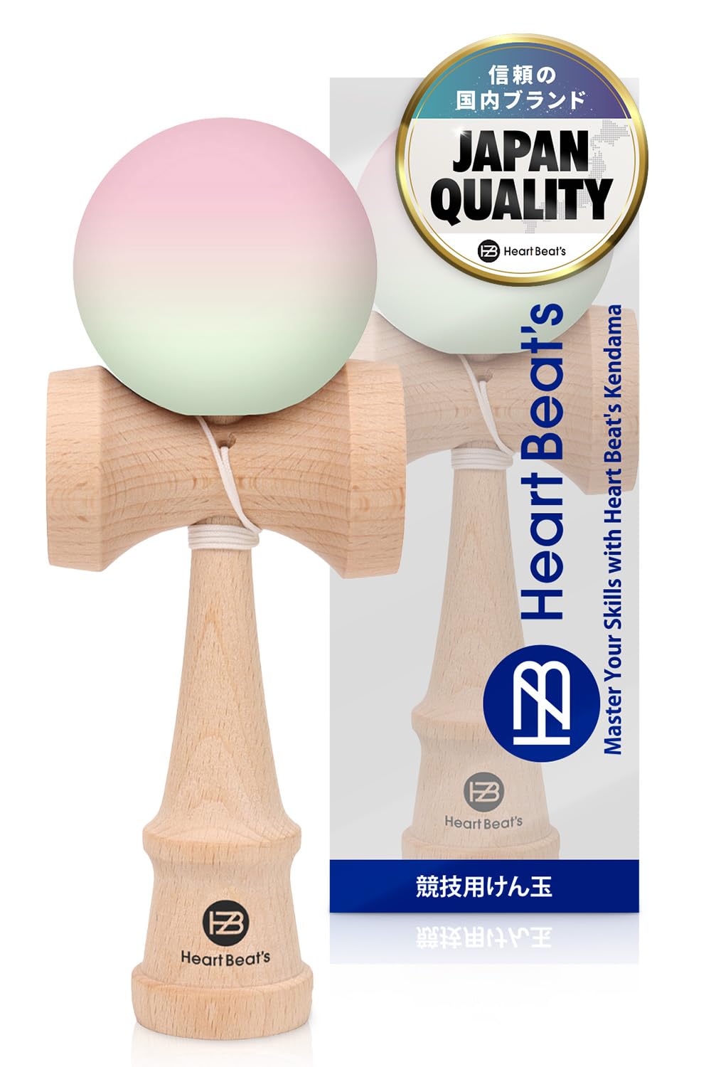【モダンなパステルカラー 競技用けん玉】 けん玉 剣玉 けんだま Kendama マット塗装 ツートン 7色 ミスティカルパステル ピンク/イエローグリーン [Heart Beat’s]商品画像