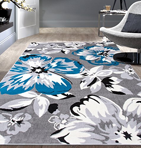 Rugshop Modern Floral Area Rug, 3'1 x 5', Blue