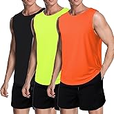 meioro Men's Workout Tank Top 3 Pack Gym Bodybuilding T Shirt Fitness Sleeveless Muscle Tee Shirts Mesh Dry Fit