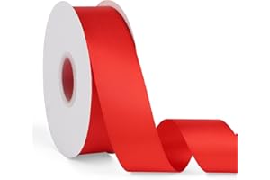 BOMYBAW Double Faced Solid Color Red Satin Ribbon 1-1/2" X 50 Yards Continuous, High Density Polyester Ribbon for Gifts Wrapping, Wedding, Party, Crafts, Hair Bows, Flowers, Home DIY Decor