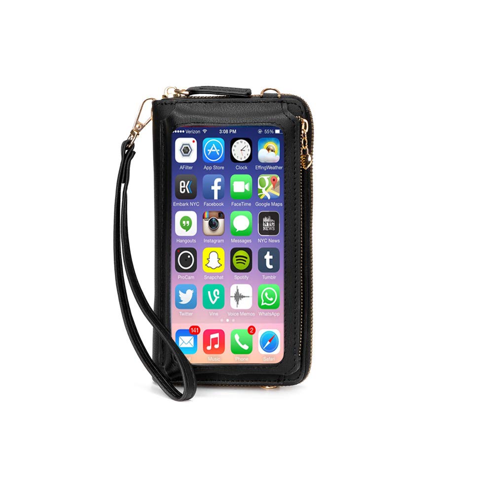 Women Touch Screen Wristlets Purse, RFID Blocking Clutch Phone Wallets Card Holder Cellphone Pocket