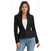 Hybrid & Company Women's Casual Work Office Elegant Open Front Premium Nylon Blazer Jacket