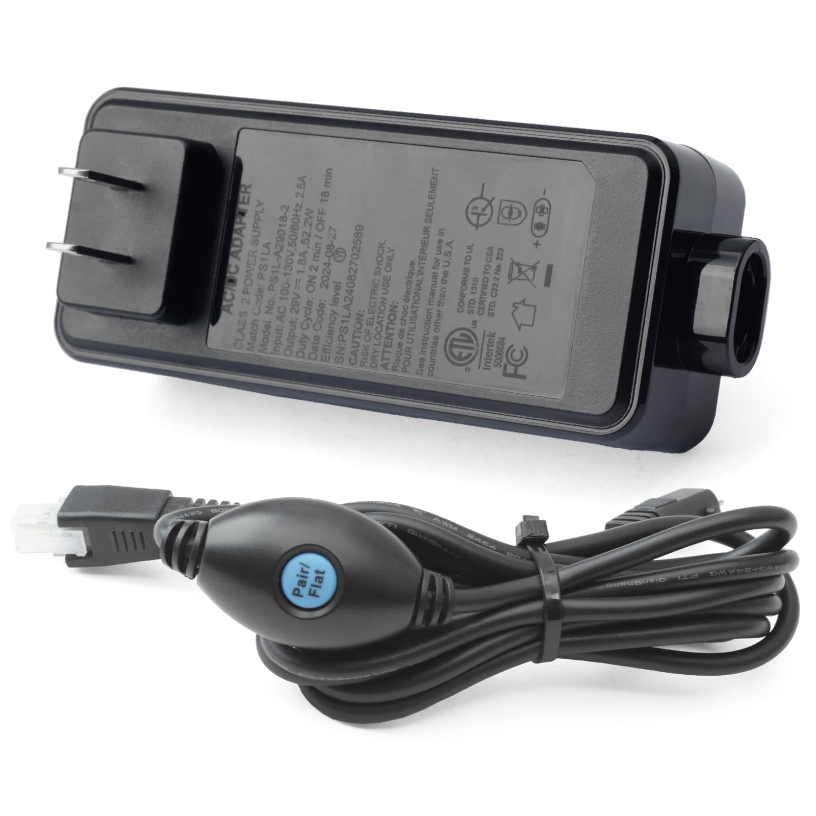 Photo 1 of Dusledel PS1L-A29018-2 Class 2 Power Supply Replacement for Richmat for Leggett & Platt 50 Series Adjustable Bed Adapter with Cable, 130V 50/60Hz 2.5A