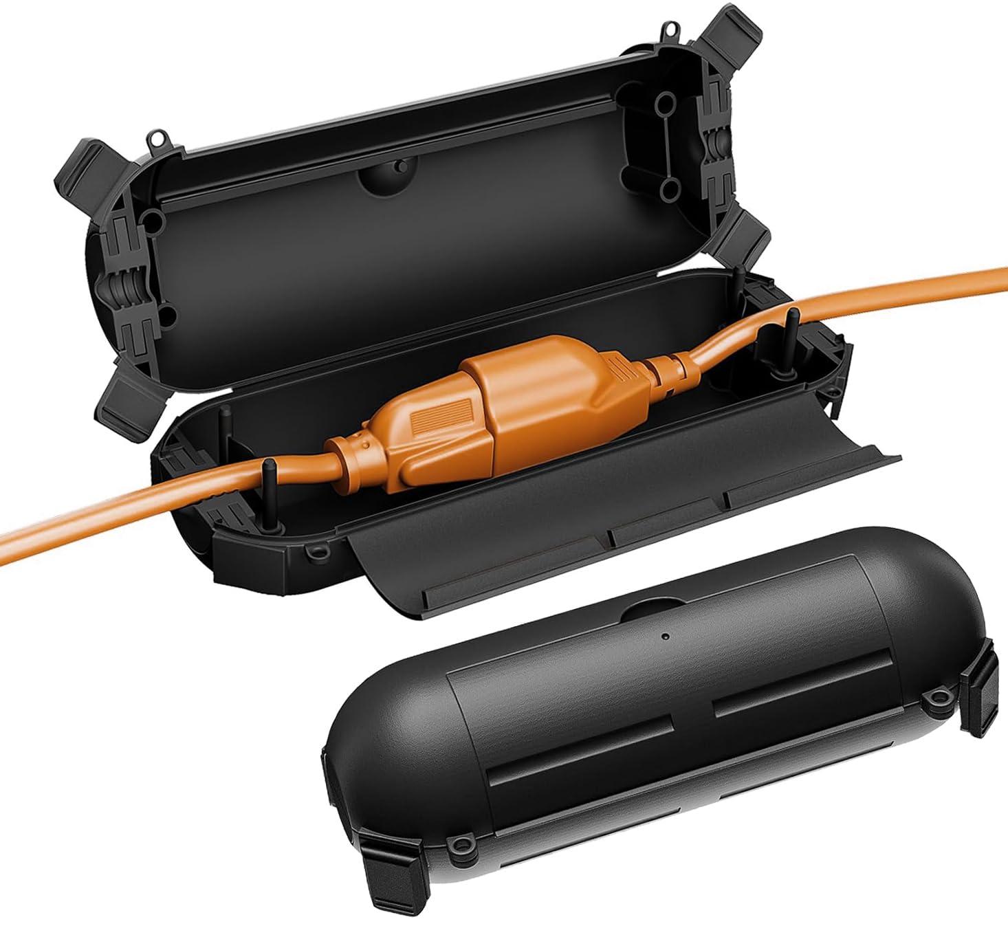 Photo 1 of [2 Pack] Outdoor Extension Cord Safety Cover with Waterproof Seal, Weatherproof Electrical Connection Box to Protect Outdoor Outlet, Plug, Socket, Christmas Holiday Decoration Light, Black