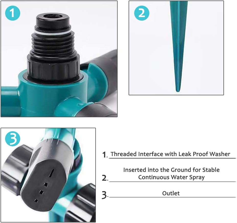 Garden Sprinkler for Yard, Lawn Rotating Sprinklers Adjustable 360 Degree Covering Large Area Up to 3, 000 Sq. Ft, for Automatically Watering Irrigation System Leak-Proof, Kids Playtime Outdoor : Garden & Outdoor