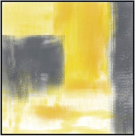Zslmx Peinture Abstraite Sur Toile Murale Jaune Et Gris