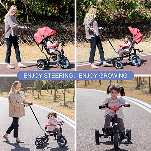 Kids Tricycle, Baby Trike, 8in1 Kids Stroller Tricycle with