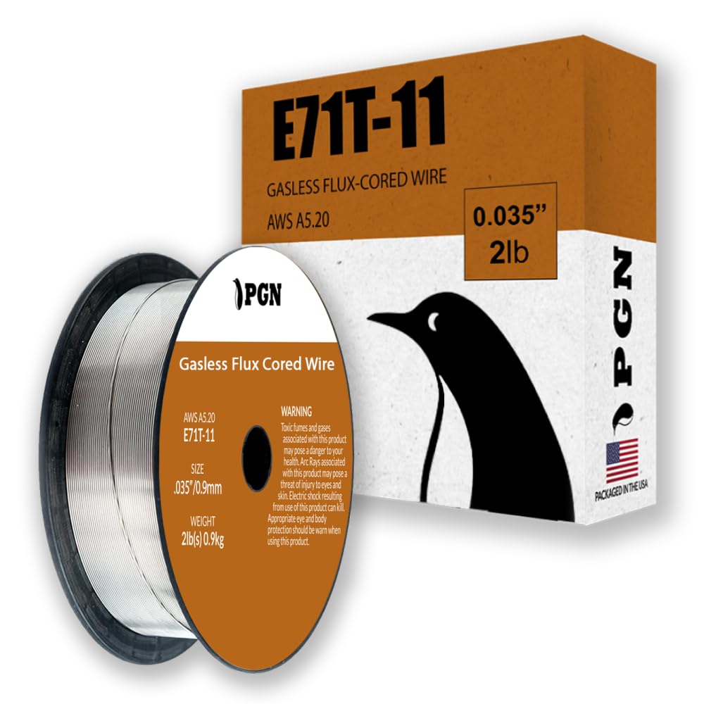 PGN Flux Core Wire .035 - E71T-11 .035 Inch, 2 Pound Spool - Gasless Mild Steel Welding Wire with Low Splatter - For All Position Arc Welding