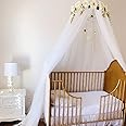 Bed Canopy for Girls, Princess Bed Canopy Mosquito Net with Detachable Rose Flower - Perfect for Bed, Dressing Room, Out Door