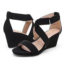 DREAM PAIRS Women's Elastic Ankle Strap Wedge