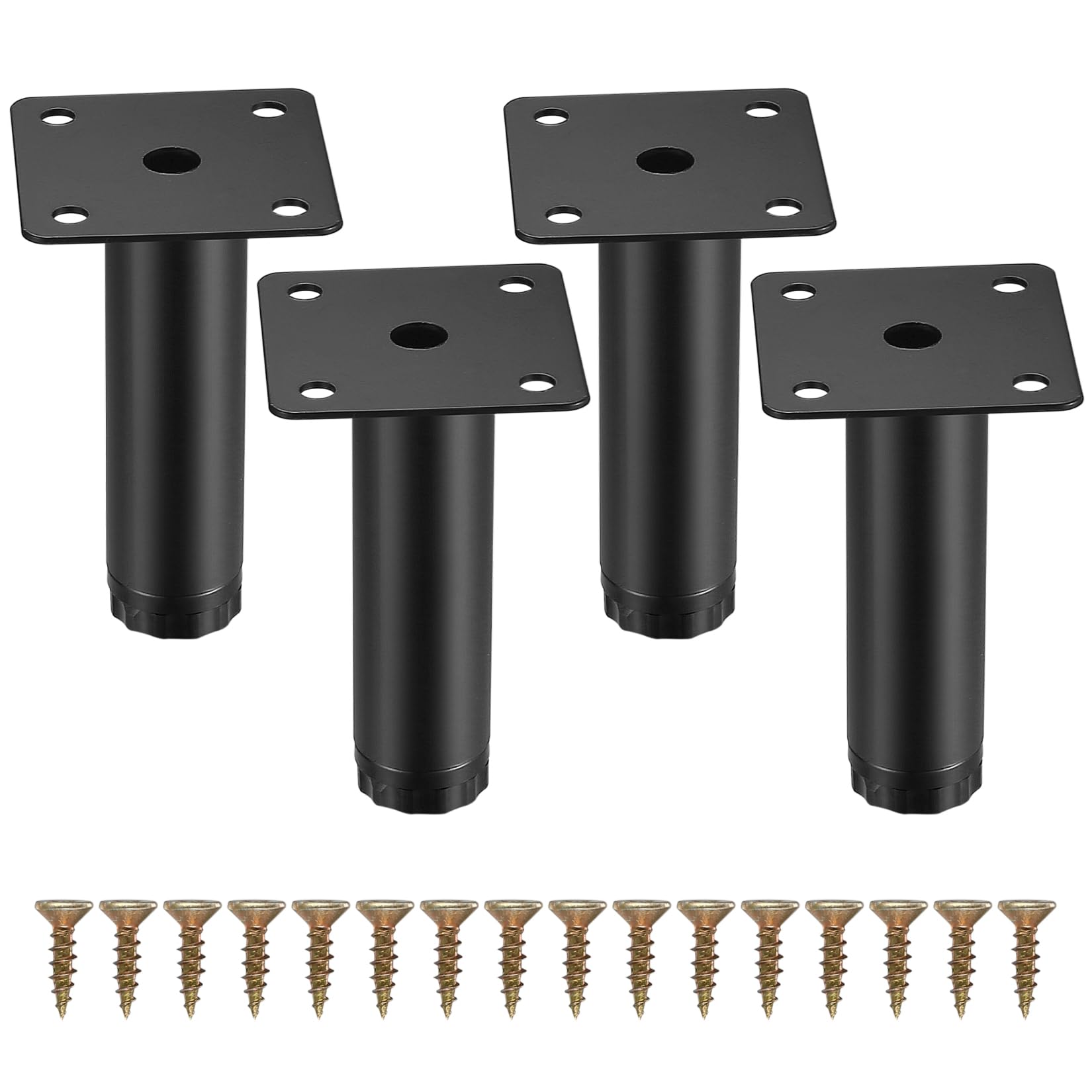Fulushouxi 4 Pcs Furniture Legs, 3"/8cm Adjustable Furniture Support Feet, Metal Sofa Replacement Support Feet Legs for Sofa Table Chair Desk Kitchen Cupboard Cabinets Legs Feet