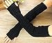 2/3 Pairs Womens Winter Knit Long Fingerless Gloves Thumbhole Arm Warmers Mitten(A-2 Pairs( Black & Light Gray)