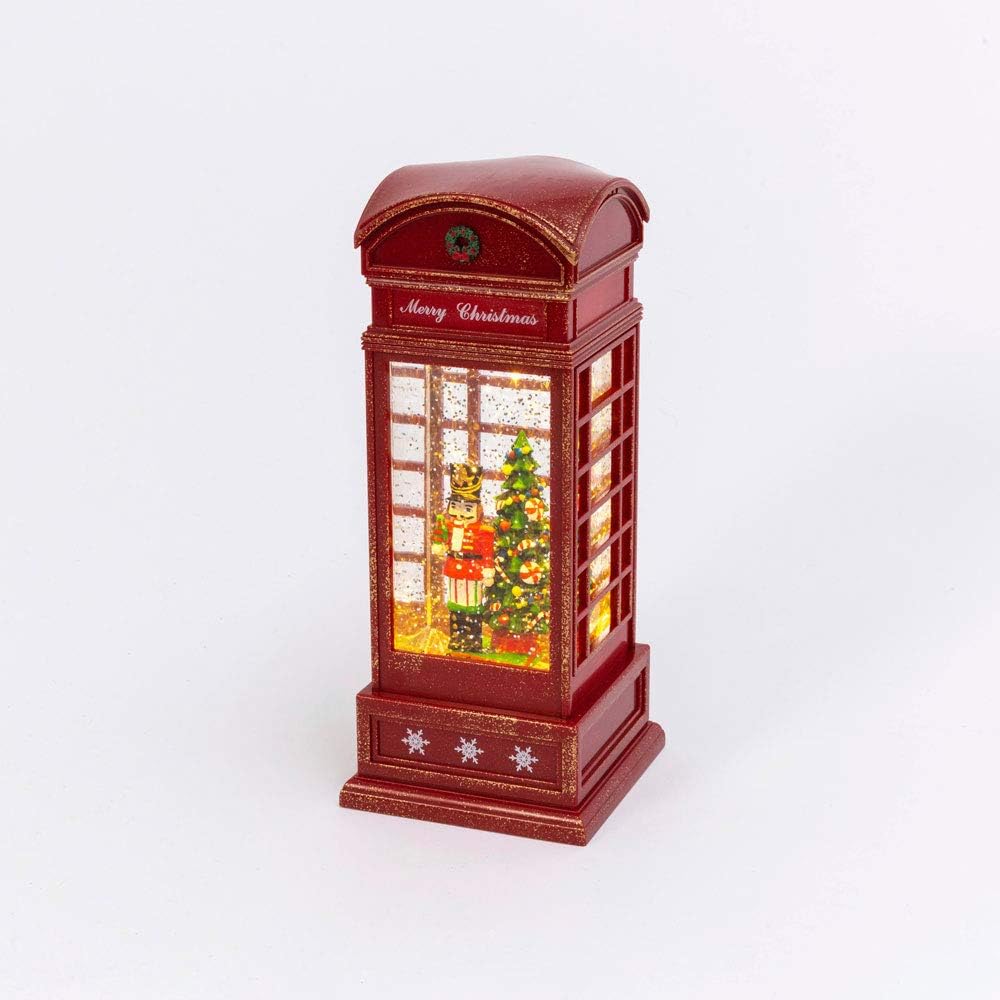 Snow Globes - Gerson 2535570 B/O Spinning Water Globe Telephone Booth, 9.8