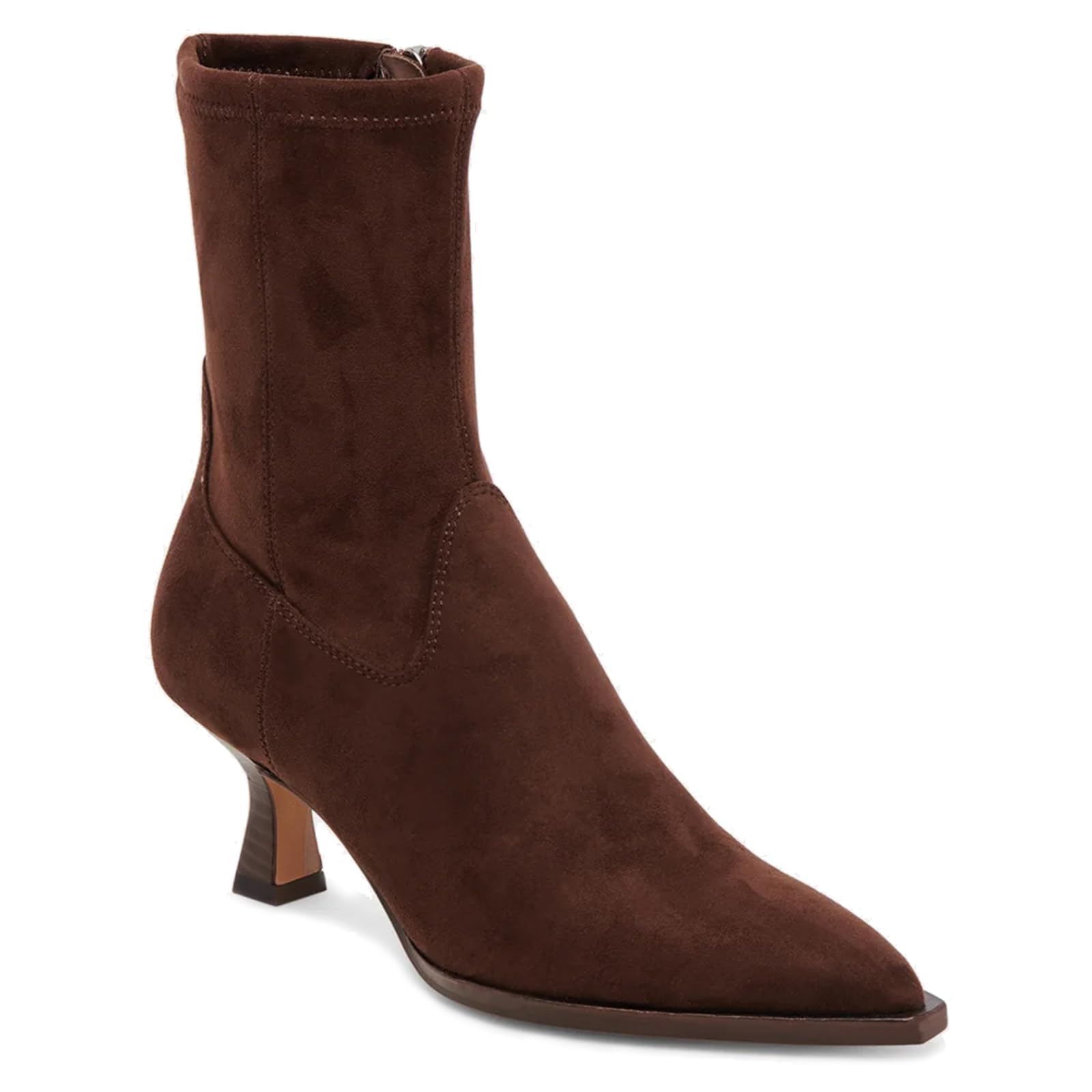 Photo 1 of ** *USED / DIRTY** VOMIRA Ankle Boots for Women Pointy Toe Stacked Kitten Heels Brown Suede Boots for Women Side Zipper Short Boots Fall Winter Ankle Booties Shoes SIZE 9