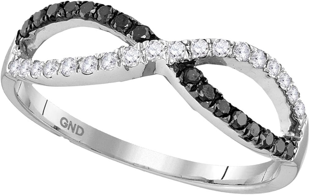 Black Diamond Infinity Ring Solid 10k White Gold Love Band 8 Fashion