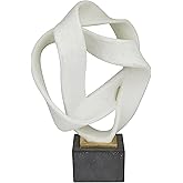 Deco 79 Polystone Abstract Decorative Sculpture Ribbon Line Home Decor Statue with Black Base, Accent Figurine 11" x 9" x 17"