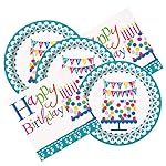 Confeitti Cake Themed Birthday Party Plates & Napkins Serves 16