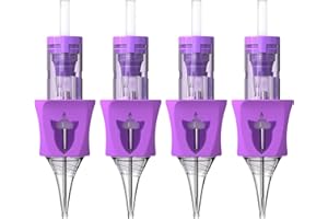 Wormhole Tattoo Needles, 50pcs Mixed Sizes Disposable Finger Ledge Tattoo Cartridge Needles #12 Standard 3RL 5RL 7RL 9RL 11RL Round Liner for Tattoo Machine Tattoo Gun Tattoo Supplies