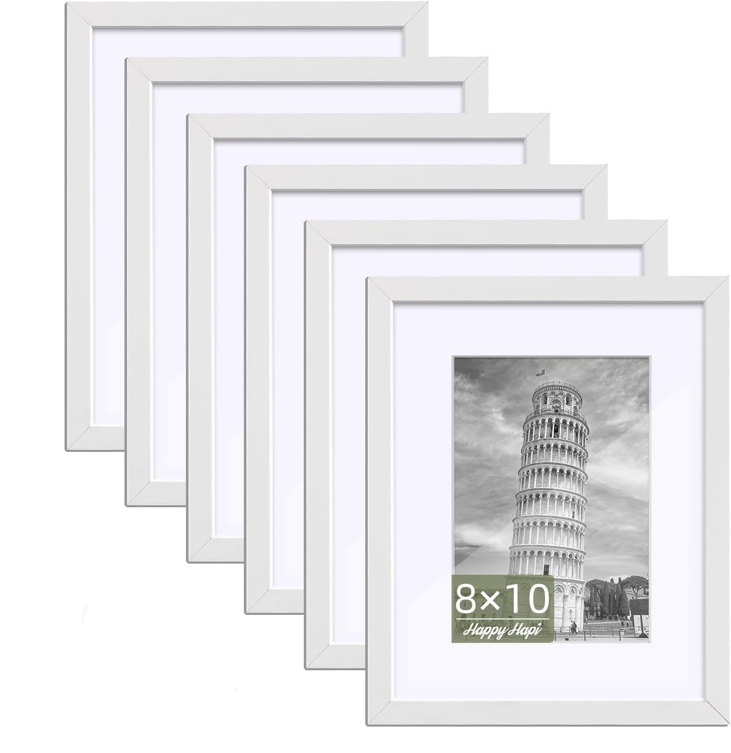 Photo 1 of **********MISSING PARTS*******
HappyHapi 8x10 Picture Frame Set of 6, 8x10 White Picture Frame Display Pictures 5x7 with Mat or 8x10 Without Mat. Wall Hanging Photo Frame or Tabletop Display Gallery Frame (White)