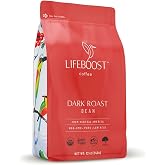 Lifeboost Dark Roast Low Acid Coffee Beans, Certified Organic, 12oz | Third Party Tested for Mycotoxins, Mold &amp; Pesticides, Non-GMO, Whole Bean, Single Origin, Stomach Friendly