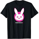 Overwatch 2 D.Va White &amp; Pink Rabbit Centre Icon Logo T-Shirt