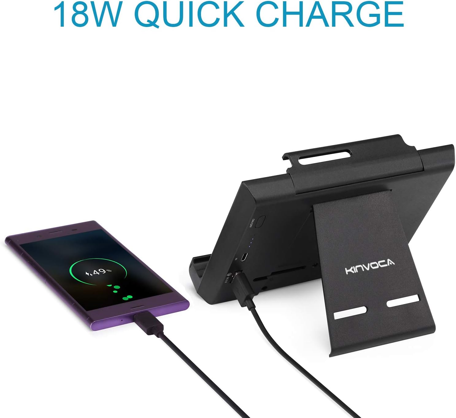 KINVOCA Battery Pack for Nintendo Switch, 10000mAh Switch Portable Charger with 18W Quick Charge, Charging and Battery Case with Detachable Joycon Grip, Kick Stand and Game Cartridges Storage: Home Audio & Theater