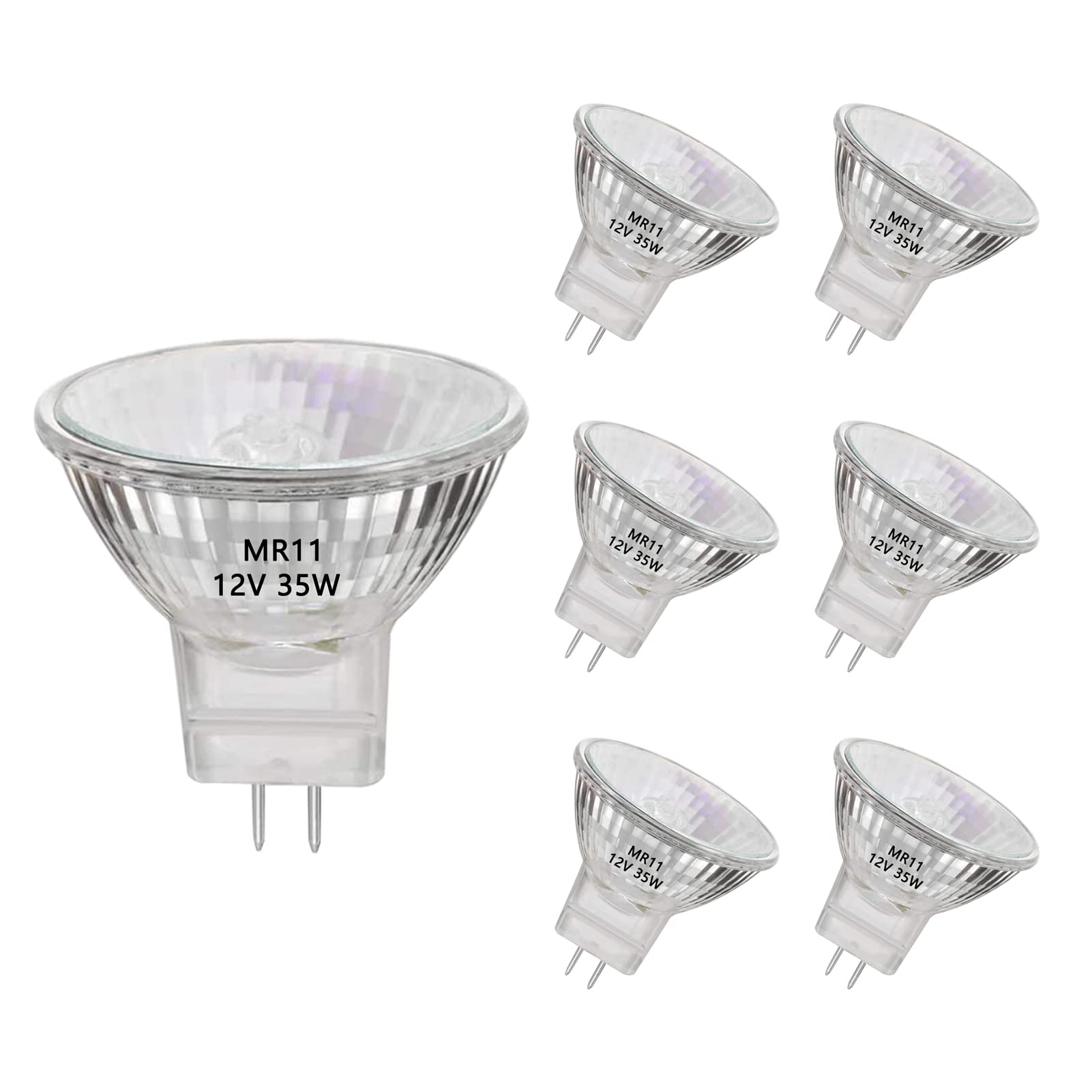 AHEVO MR11 Halogen Light Bulbs, 35W 12V MR11 GU4 Halogen Spotlight Bulbs, GU4 Bi-Pin Base,Warm White 2700K,35mm Diameter, 6 Packs