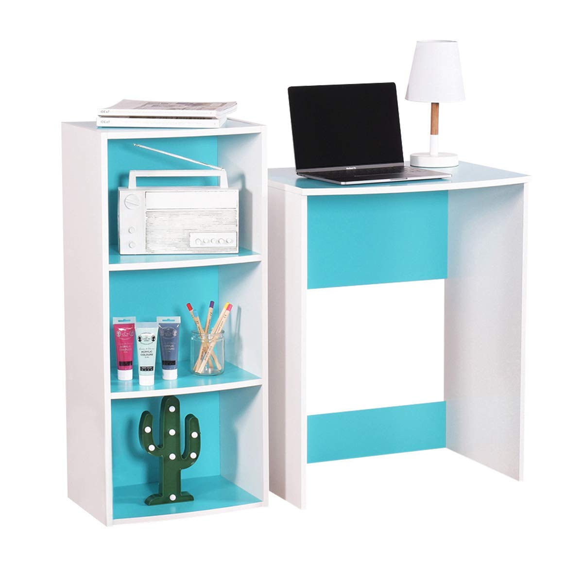 Buy GreenForest Children Study Desk With Bookcase Set, Sweet Bicolor