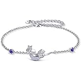 YAFEINI Ankle Bracelets for Women Sterling Silver Mermaid Turtle Ladybug Butterfly Moon Star Pineapple Anklet Link Chain Anklets Jewelry Gifts for Women